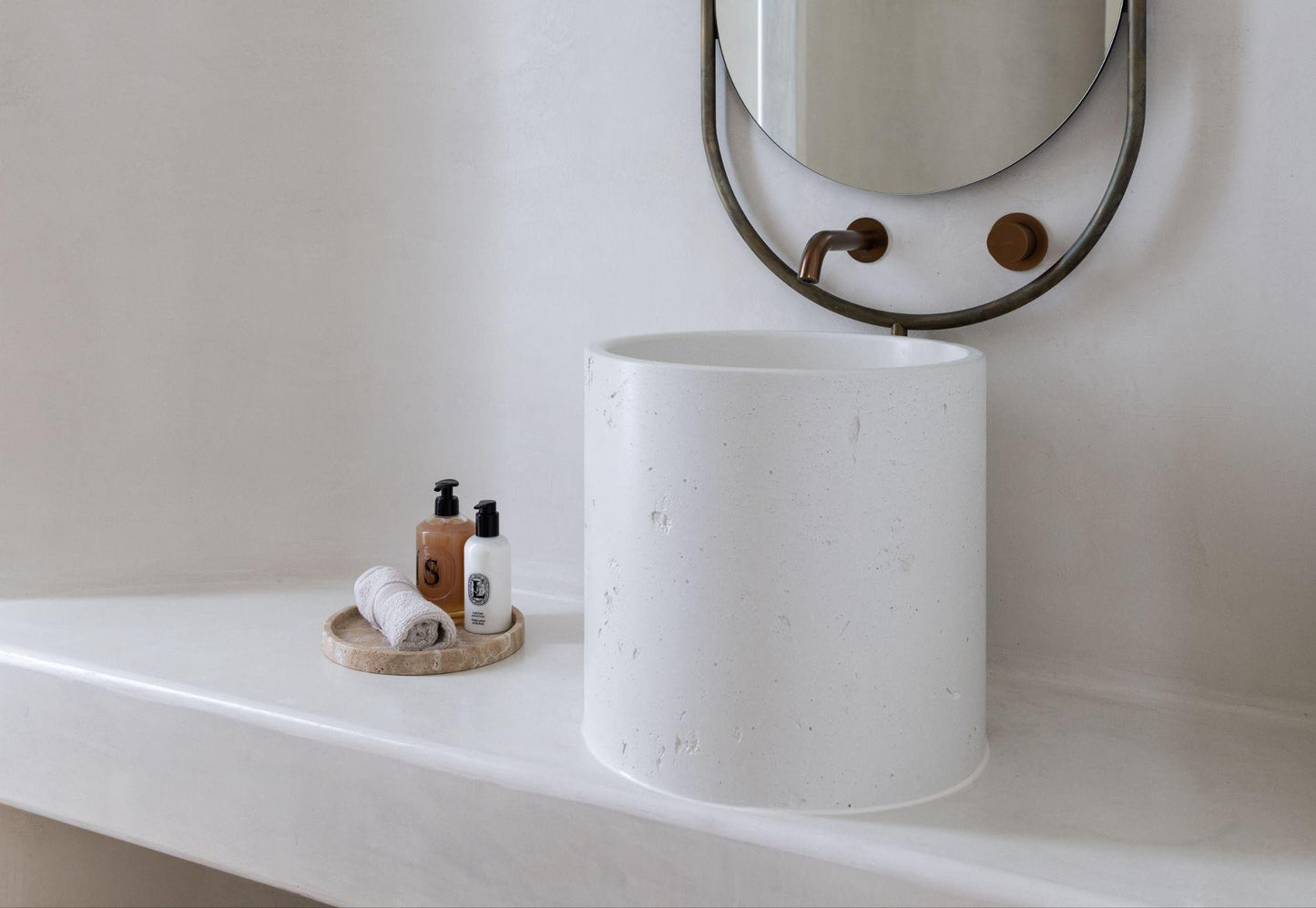 Concrete Polished Half Height Round Pedestal Basin