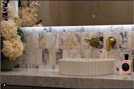 Concrete Half Moon Ribbed Basin