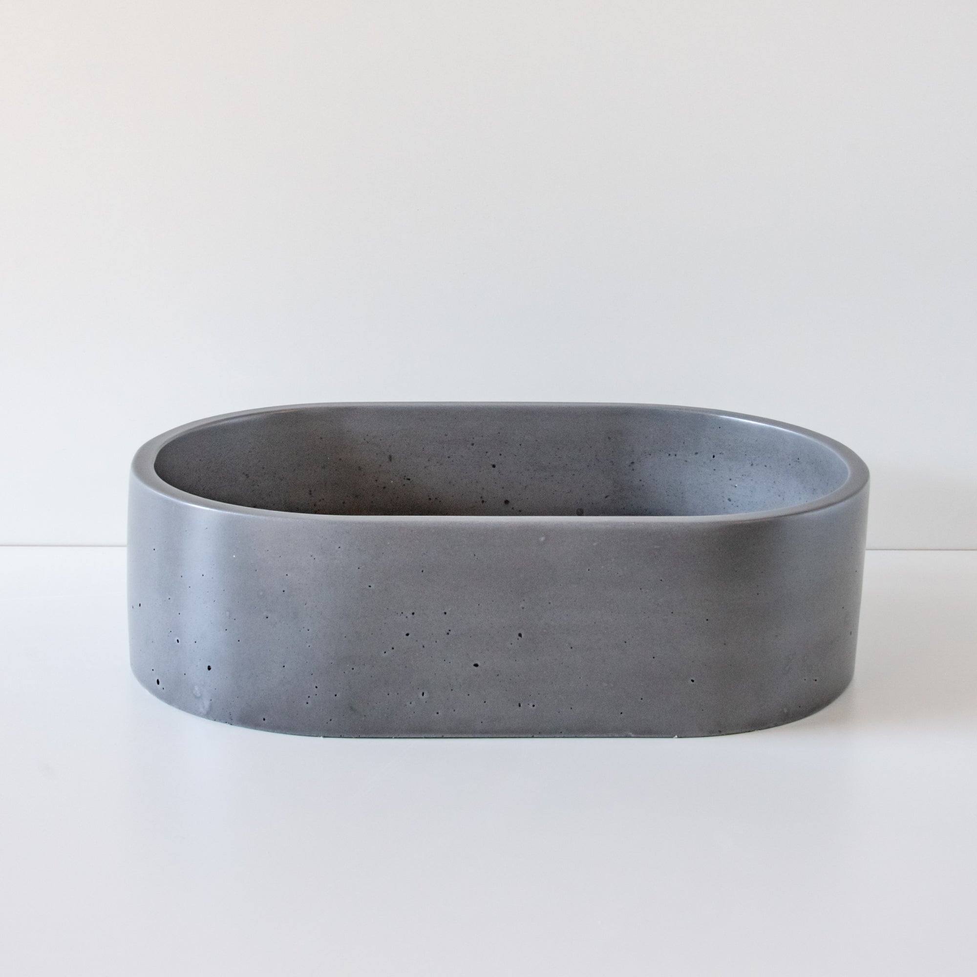 Concrete Half Moon Ribbed Basin - STICKS AND STONE CO